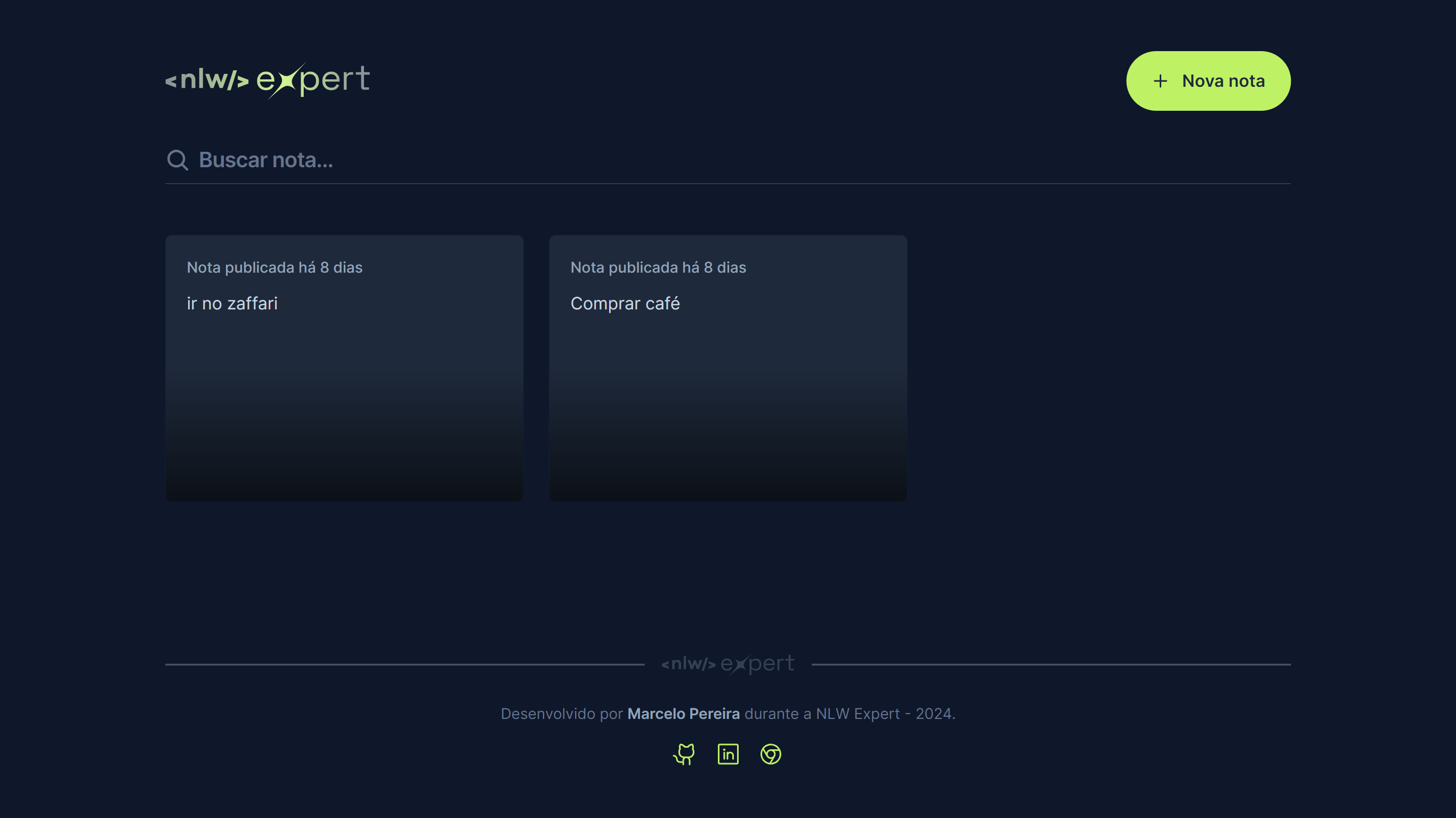 Screenshot do projeto Notes